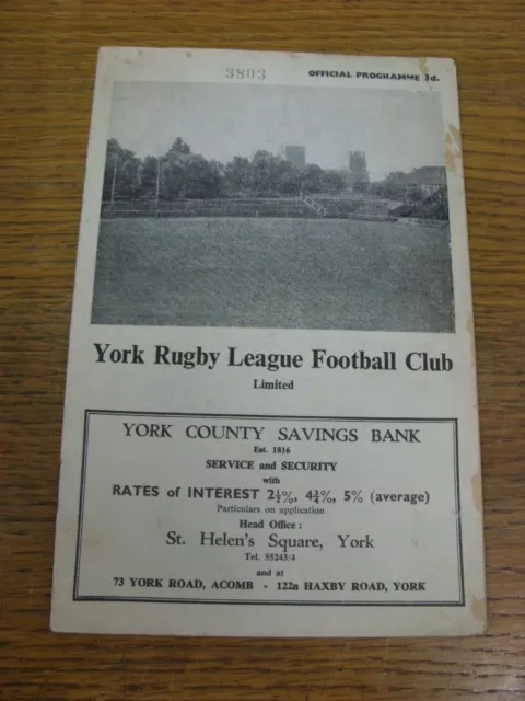 06/04/1963 Rugby League Programme: York v Wakefield Trinity [Challenge Cup] (wor