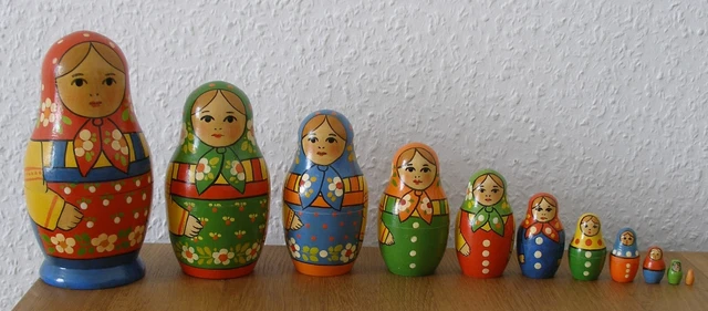 MADE IN USSR! Matroschka, Babuschka, Matrjoschka! 11 Holzpuppen.RARITÄT&EINMALIG