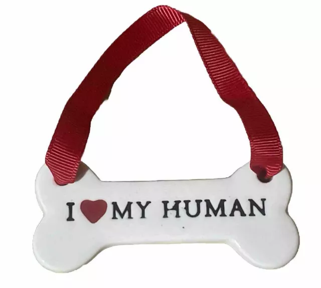 “ I ❤️ My Human”  Ceramic Dog Biscuit Ornament Dog Small Wall Plaque 3”
