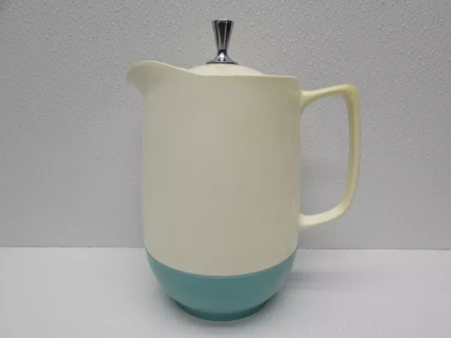 VTG Mid Century Pitcher Vacron Vacuum Server Bopp-Decker White Teal Blue Lid VTG Mid Century Pitcher Vacron Vacuum Server Bopp-Decker White Teal Blue Lid