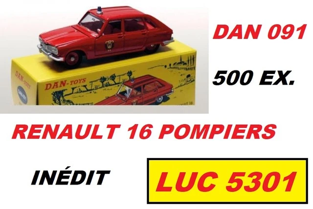 DINKY 537 INÉDIT PAR DAN TOYS RENAULT 16 POMPIERS  500 EX.  #DAN-091  AU 1/43è
