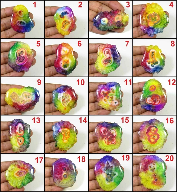 Multi Color Solar Quartz Druzy Agate Cabochon Natural Loose Gemstone SE#A