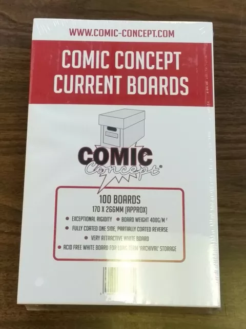 100 x CURRENT SIZE COMIC BOOK ( BACKING BOARDS ) COMIC CONCEPT