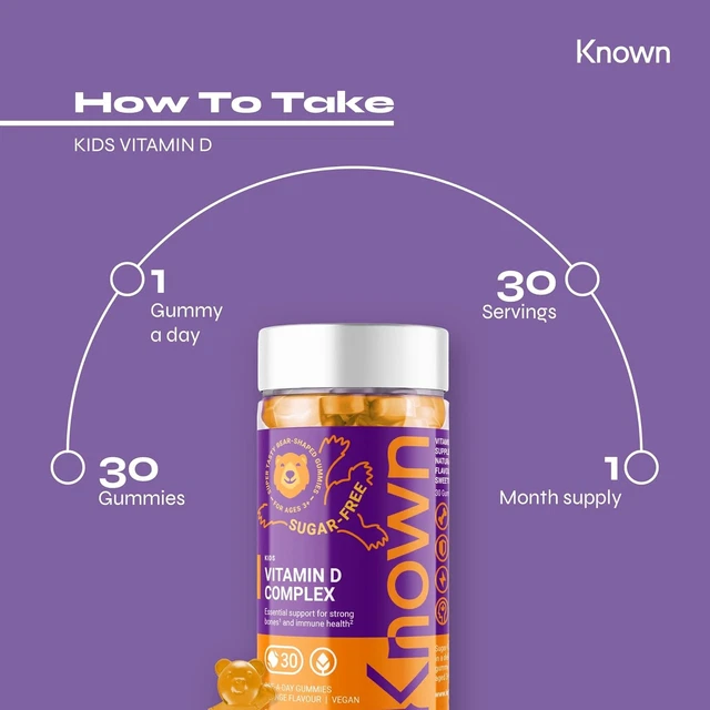 TASTY LOW Sugar Vitamin D Gummies for Kids 3 Years+ 10 Micrograms