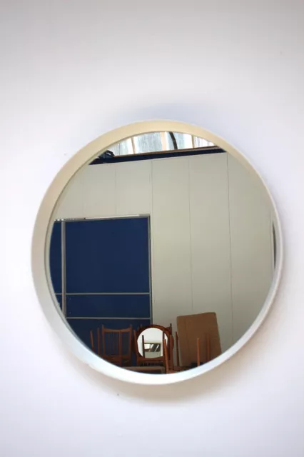 XL Spiegel Rund Wandspiegel Holzrahmen Weiß 60er 70er Mid Century 60 cm Mirror