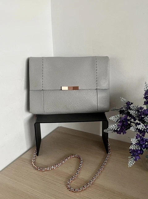 TED BAKER CLARRIA Grey Pebbled Leather Rose Gold Crossbody Shoulder Bag 46.99 PicClick UK