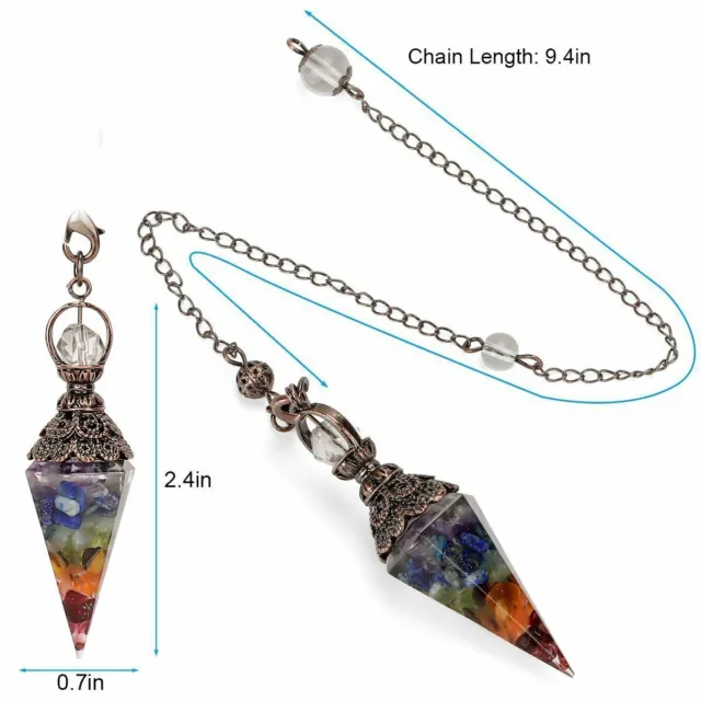 Quartz Natural Crystal Pendulum Healing Chips Stone Reiki Chakra Chain Pendant 2