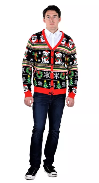 SOCAL LOOK Men's Santa Snowman Ugly Christmas Sweater Cardigan 3