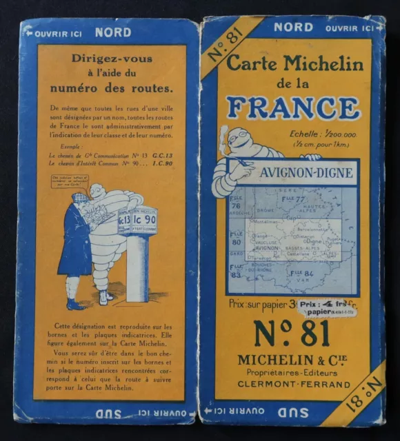 Carte 1926 MICHELIN 81 AVIGNON DIGNE Guide Bibendum pneu tyre map