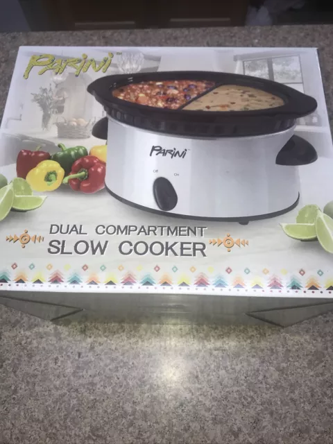 Parini Dual Compartment Slow Cooker 2-16 Ounce Compartments