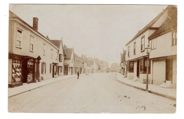 Suffolk postcard - Hadleigh High Street - RP - P/U 1912 (A480)