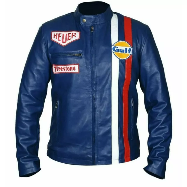 Le Mens Steve McQueen Blue Leather Jacket