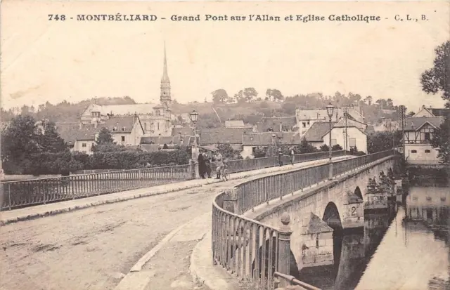 Cpa 25 Montbeliard Grand Pont Sur L'allan Et Eglise