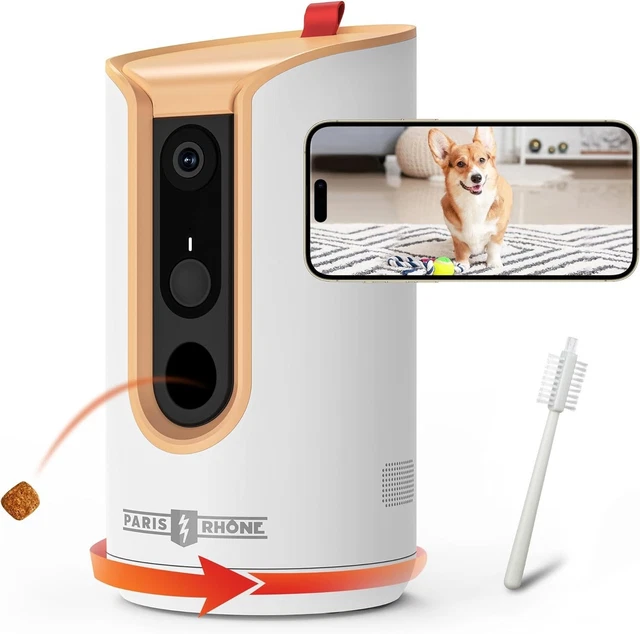 Robot Camera On Wheels Pet Camera With Treat Dispenser 1080P HD