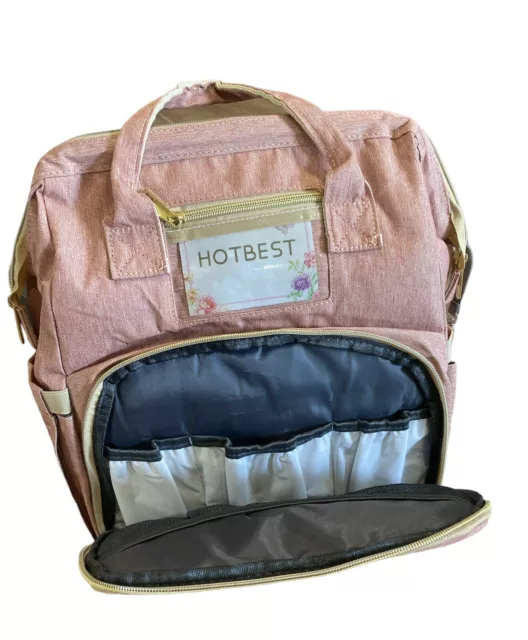 Hotbest 3 In 1 Travel Diaper Bag Back Pack Foldable Bed  Pink color