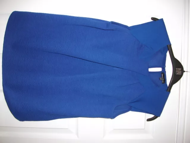 Warehouse Blue Ladies Top Size 10 Round Neck Sleeveless Twist Detail Party Smart