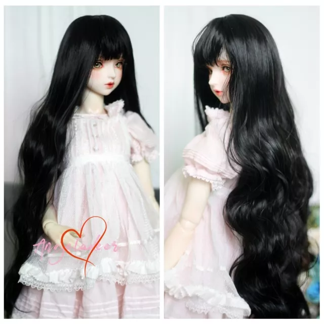 1/6 1/4 1/3&Uncle BJD Wig Doll Hair Neat Bangs Natural Curl Black / Silver Gray