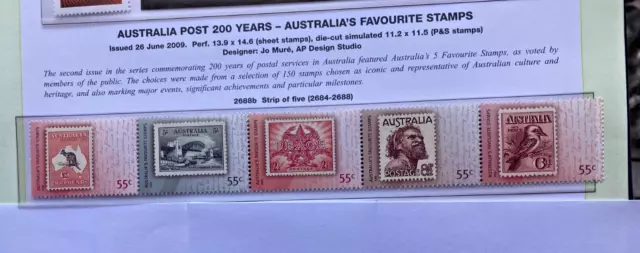 2009 'AUSTRALIAS FAVOURITE STAMPS' - SE-TENANT STRIP of 5 x 55c MNH STAMPS