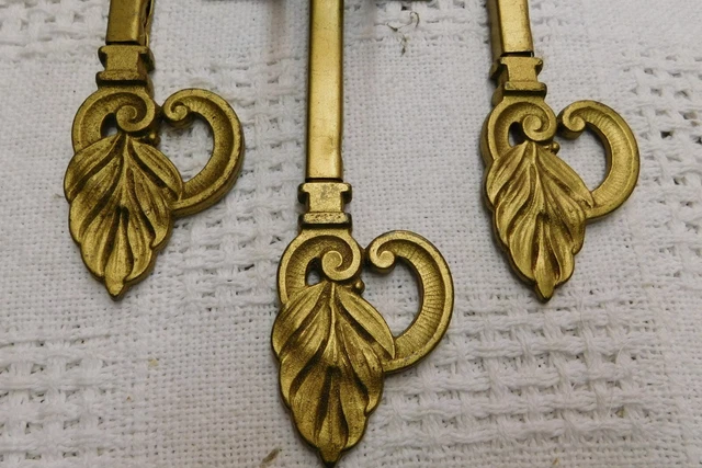 3 Gold Vintage Victorian Art Deco Swing Arm Curtain Rods-+ 3 BRACKETS 3