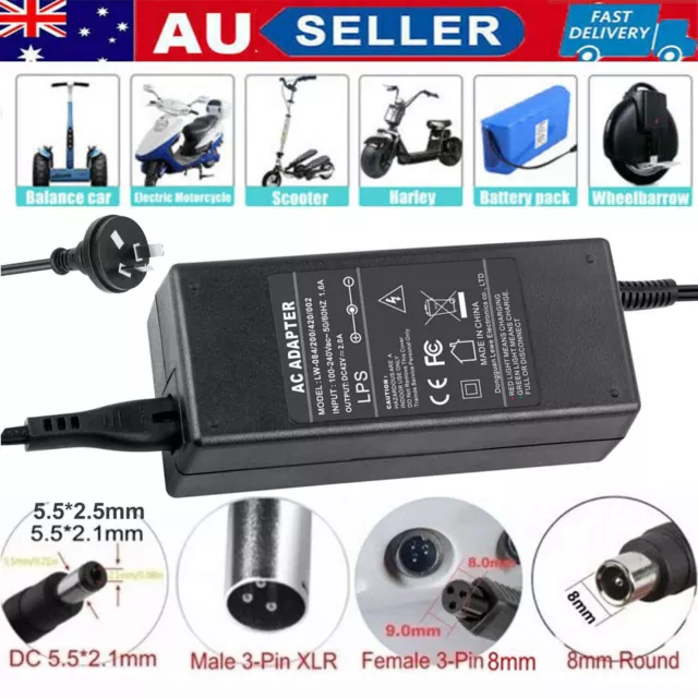 AU 42V Charger Power Adapter for 36V Electric E-bike Bike Scooter Li-ion Battery