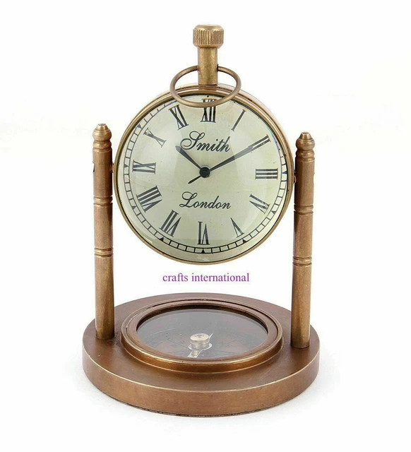 Antike nautische Vintage marine maritime Tisch- und Regaluhr aus Messing
