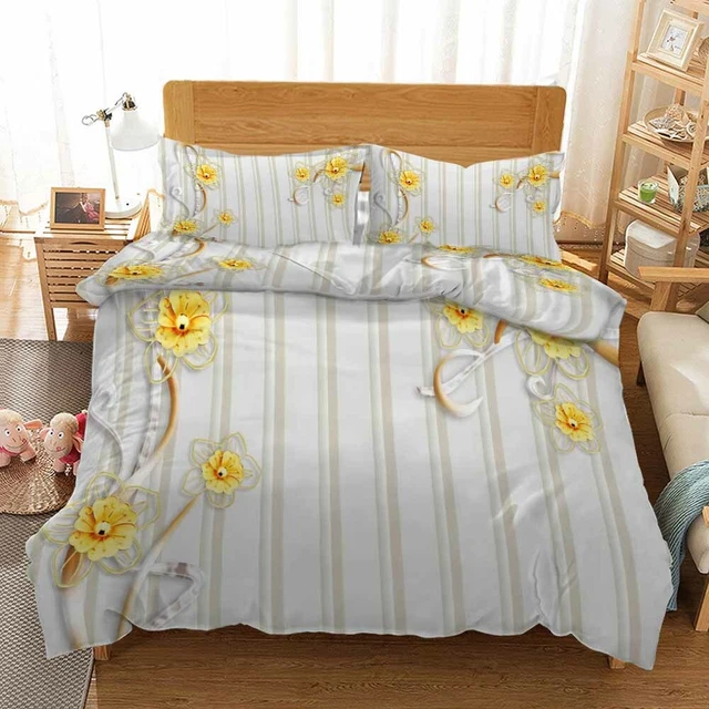 YELLOW METAL BUD 3D Printing Duvet Quilt Doona Covers Pillow Case