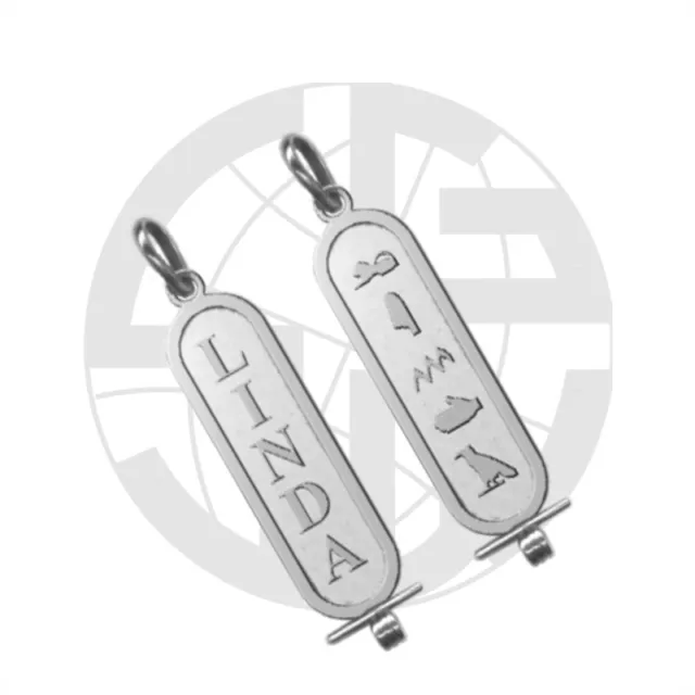 925 Sterling Silver handmade Two-Sided Cartouche in Hieroglyph and Arabic Size-3