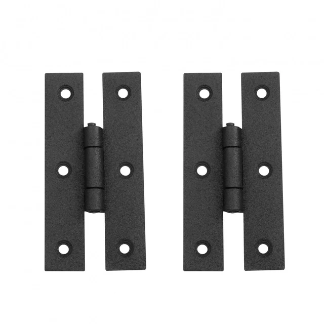 Black H Flush Hinge 3" L Wrought Iron with Hardware Pack of 2 Renovators Supply