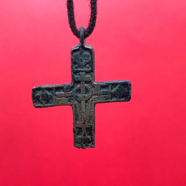 Rare Antique Bronze Cross Original Ancient Pendant Religious Archaeological find