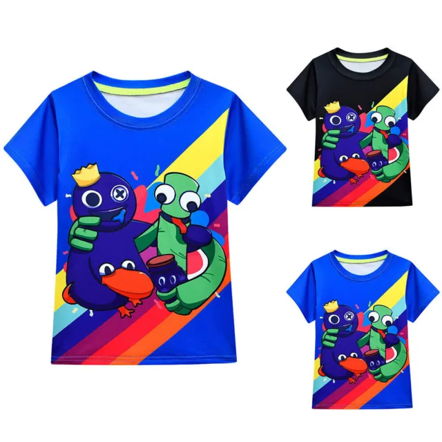 Rainbow Friends Print Kids Boys Girls Short Sleeve T-Shirt Tee Summer Top 5-9Y