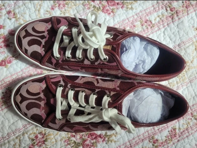 Coach Q998 Dee Women's Optic Signature C BORD/MGNTA Sneakers Size 8