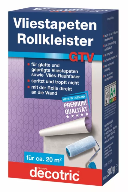 200 Gramm decotric Vliestapetenkleister Textiltapetenkleister Roll Kleister GTV