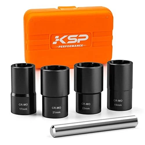 KSP Twist Socket Set, 5pcs Impact Lug Nut Remover Extractor Tool, 1/2" Drive