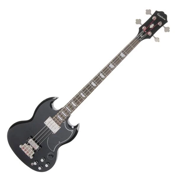 Wunderschöne Epiphone Elektrik Bassgitarre mit Mahagonikorpus in Ebony Hochglanz