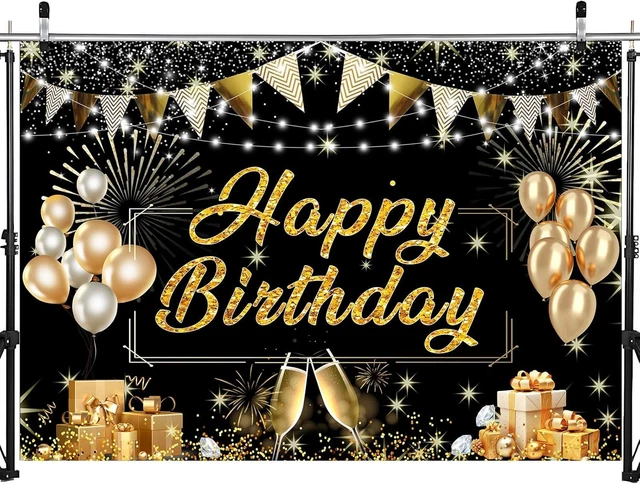 Cartel De Feliz Cumpleaños Verde Y Negro Dorado Para Patio, Letrero Grande De Decoración De Fiesta Para Hombres, Mujeres, Niños Y Niñas, Para Interiores Y Exteriores, 118 X 19.6 Pulgadas