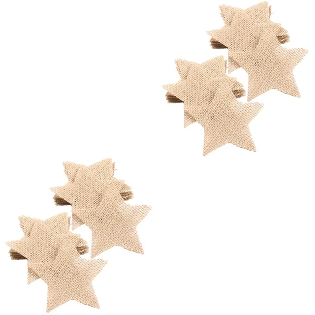 40 Pcs Numb Burlap Pieces Ornaments Christmas Tree Hanging Stars