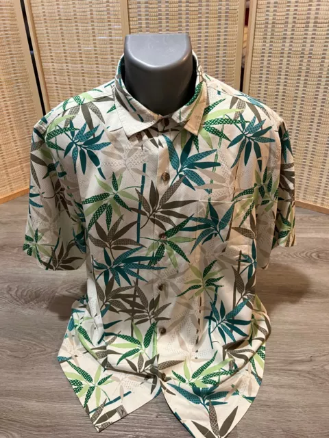 TOMMY BAHAMA HAWAIIAN Button Up Down Shirt 100% Silk Large L Bamboo ...