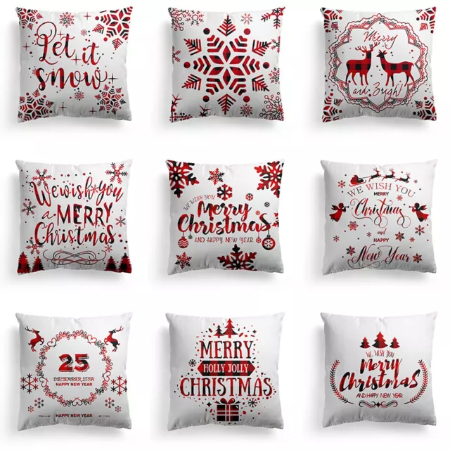 Christmas Pillow Case Soft Cushion Cover Xmas Santa Claus Tree Snow Home Decor