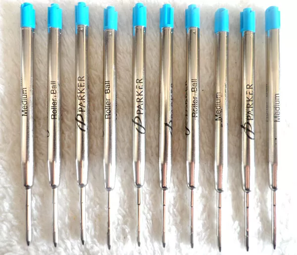 10pc Excellent Parker Blue Ink Refills For Parker Ballpoint Pen F Nib Quick Flow