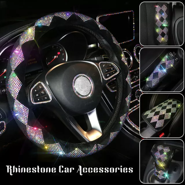 Bling Rhinestone Diamond Steering Wheel Cover Universal Car Accessories Decor