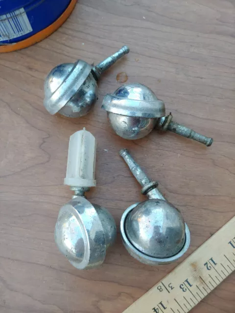 4 Vintage chrome Shepherd Furniture Casters Wheels Metal Swivel and Roll