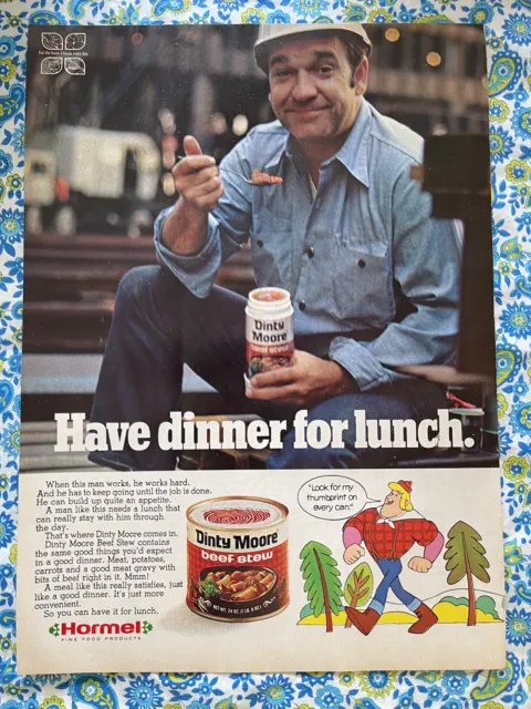 Vintage 1973 Dinty Moore Beef Stew Print Ad Have Dinner For Lunch
