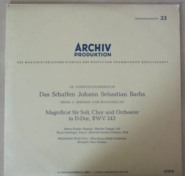 LP Archiv Produktion 13078 Johann Sebastian Bach Messen und Magnificat BWV 243