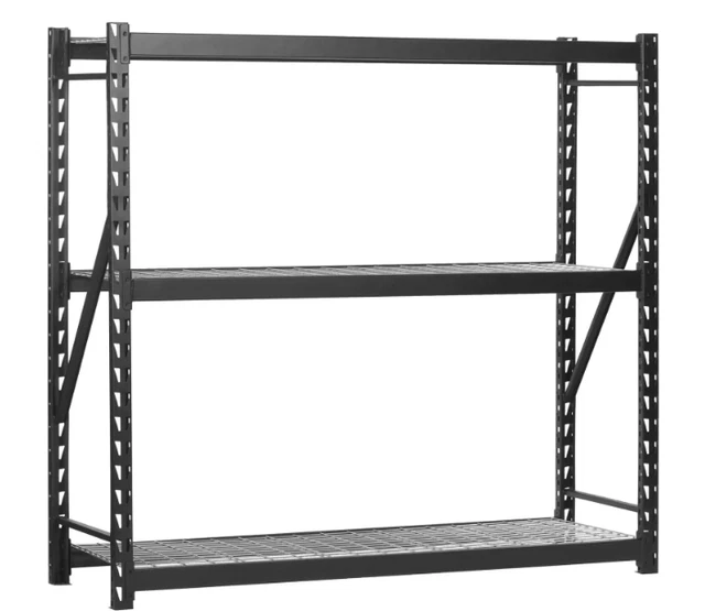 77.00 x 24.00 x 72.00 Inches Muscle Rack 3-Tier Black Steel Welded Storage Rack