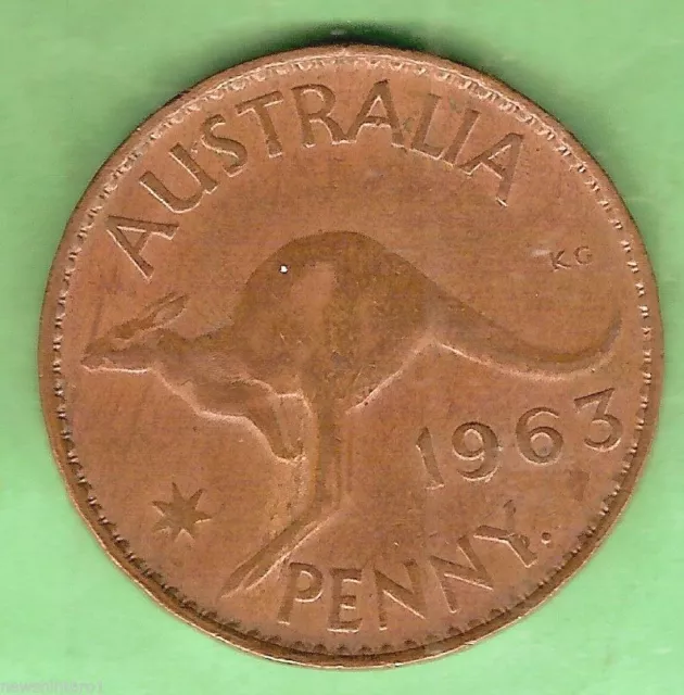 Ten  1963  Australian Kangaroo Design Penny  Coins