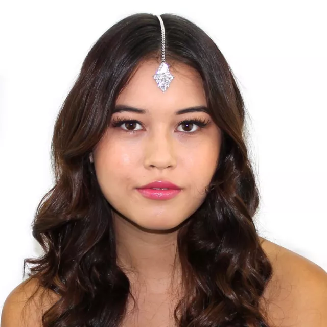 Tête de chaîne triangle en cristal délicat Tikka mariée bal accessoires cheveux 2