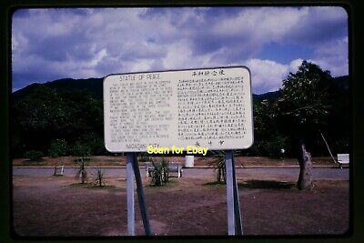 Statue Sign at Peace Park at Nagasaki Japan in 1964, Kodachrome Slide aa 15-13b