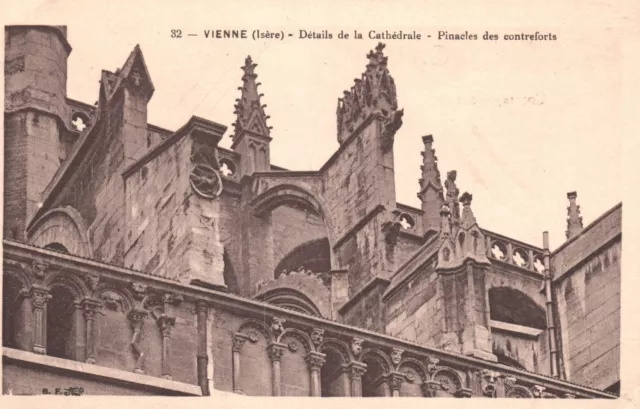 Vintage Postcard Vienne Isere Details De La Cathedrale Pinnacles Des Contreforts