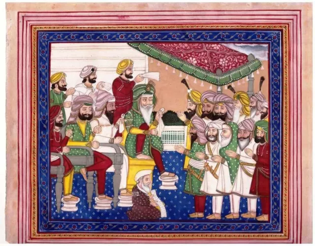 Indian Miniature Painting Pahari Sikh Punjab School Maharaja Ranjeet Singh Court