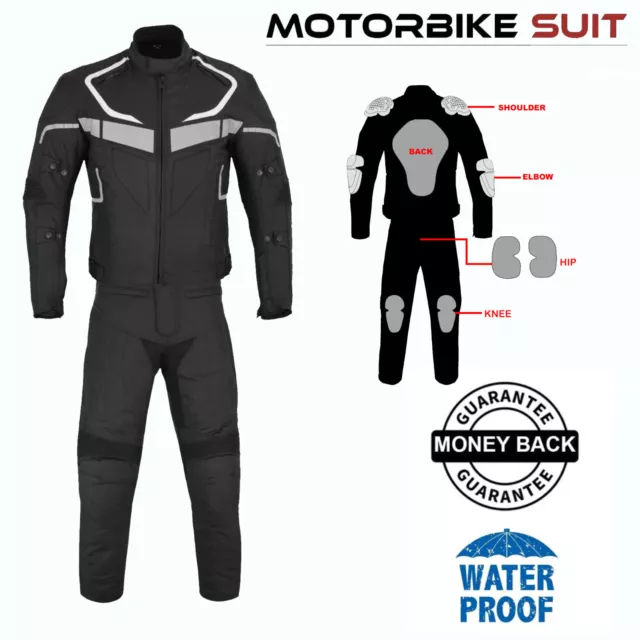 Mens Motorcycle Racing Suit Motorbike Riding Textile Jacket Trouser CE Armoured